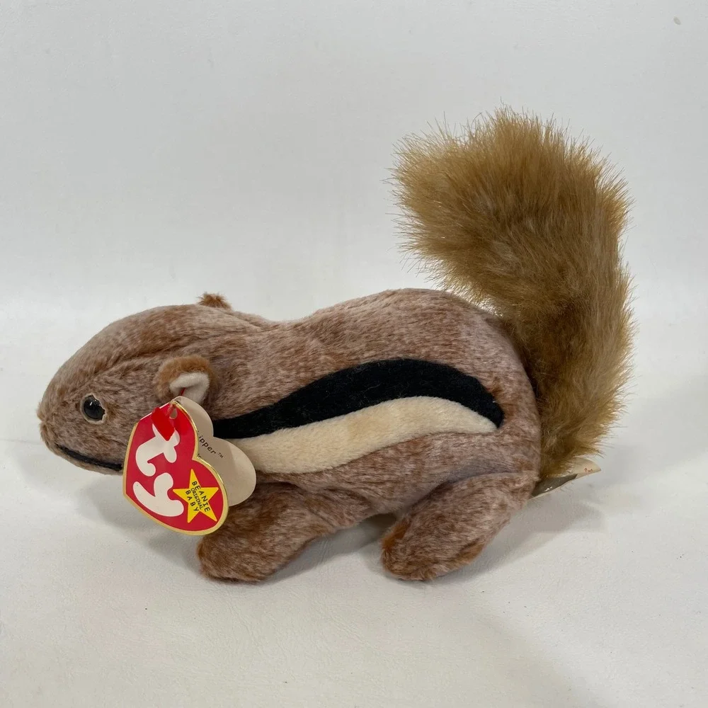 Ty Beanie Baby Chipper the Chipmunk Brown Striped Plush Toy 1999 with Tags
